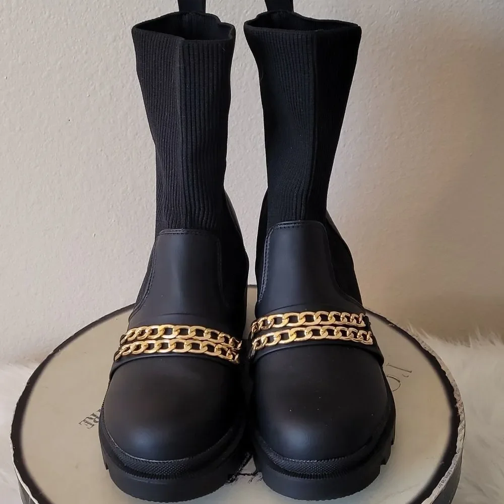 Black sock chain Boots